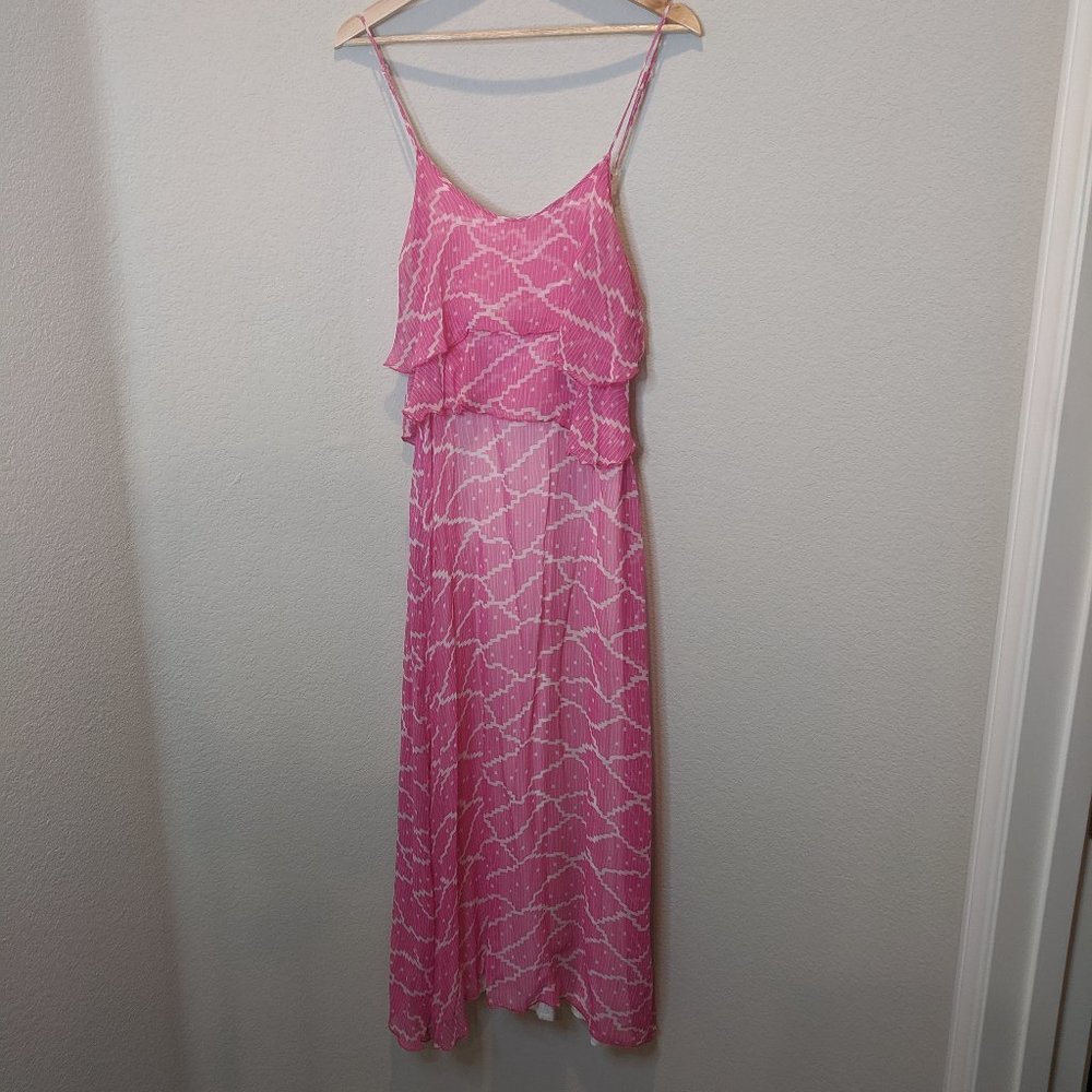 Melissa Lauren Pink White Long Dress XS